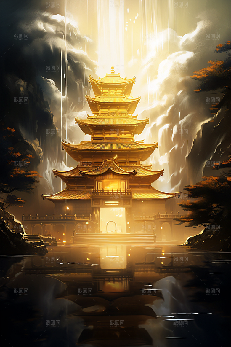 金色神话建筑国潮古风原画