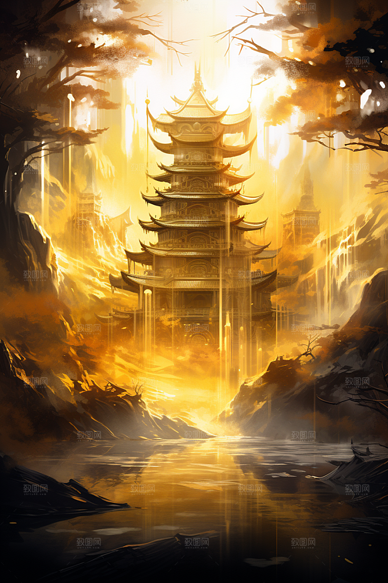 金色神话建筑高清游戏原画