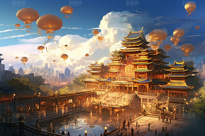 金色神话建筑高清游戏原画