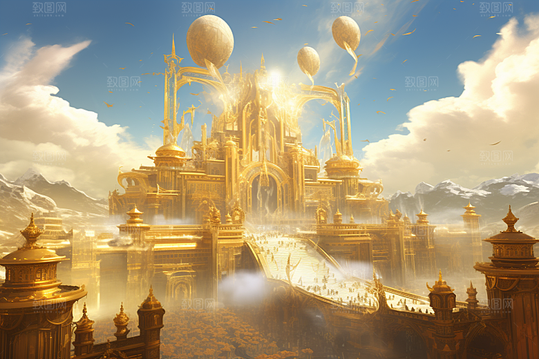 金色神话建筑天宫游戏原画