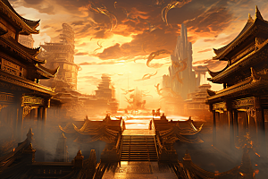 金色神话建筑神仙洞府天宫原画