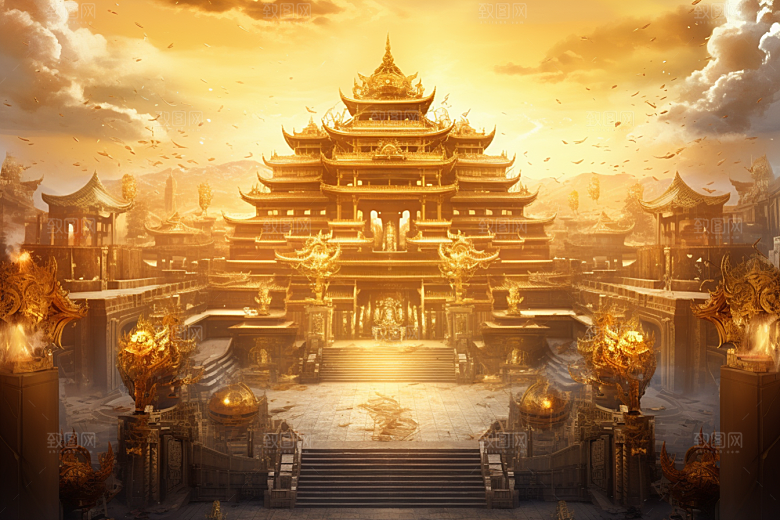金色神话建筑神仙洞府高清原画