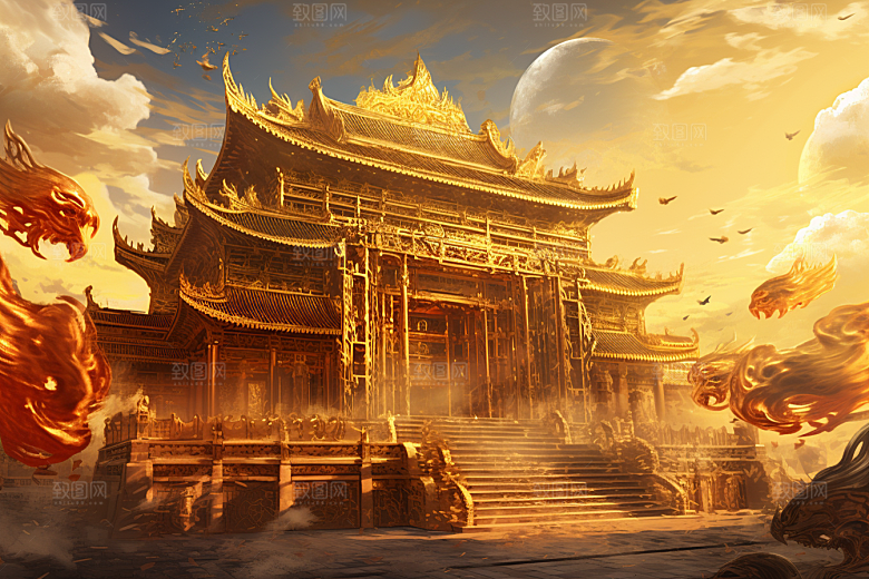 金色神话建筑国潮游戏原画