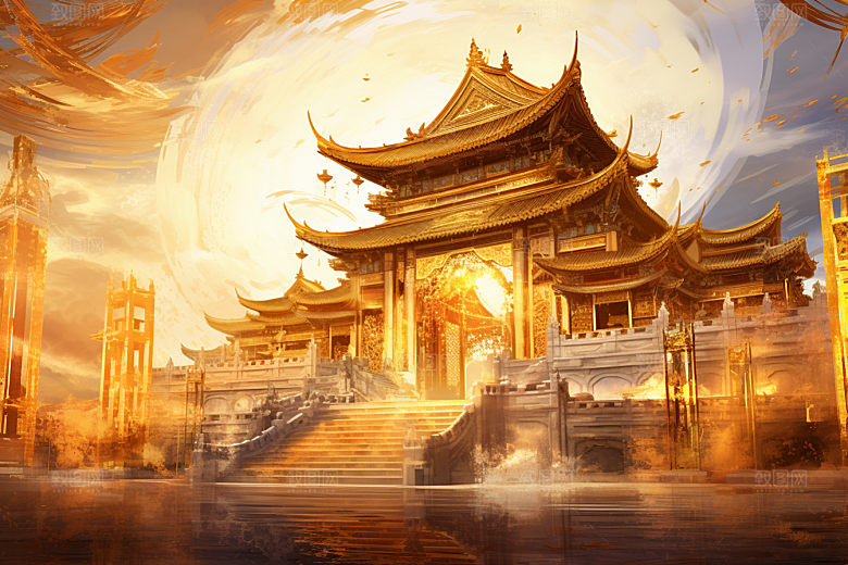 金色神话建筑国潮高清原画