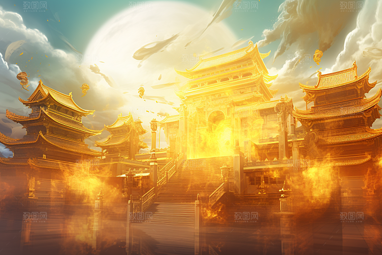 金色神话建筑梦幻高清原画