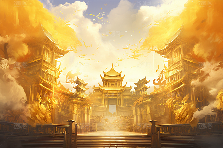 金色神话建筑神仙洞府天宫原画