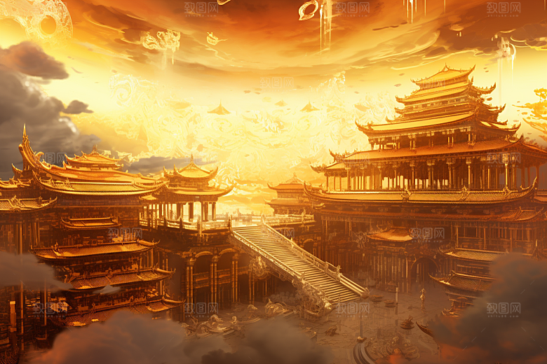 金色神话建筑梦幻神仙洞府原画