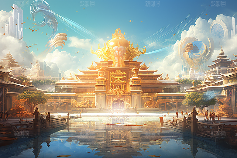 金色神话建筑高清游戏原画