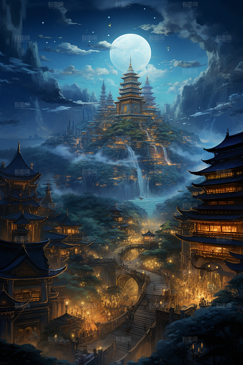 金色神话建筑高清游戏原画