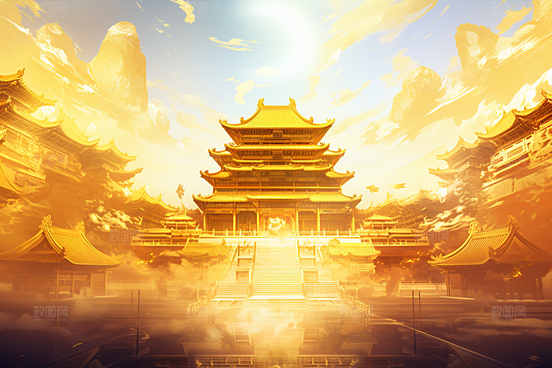 金色神话建筑梦幻天宫原画