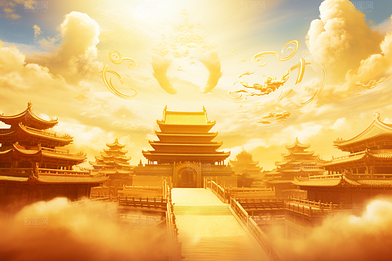 金色神话建筑游戏梦幻原画