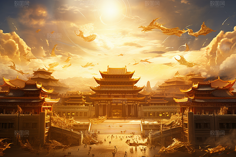 金色神话建筑游戏中国传统风格原画