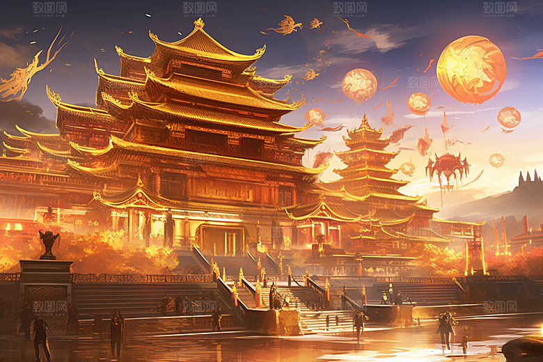 金色神话建筑梦幻天宫原画