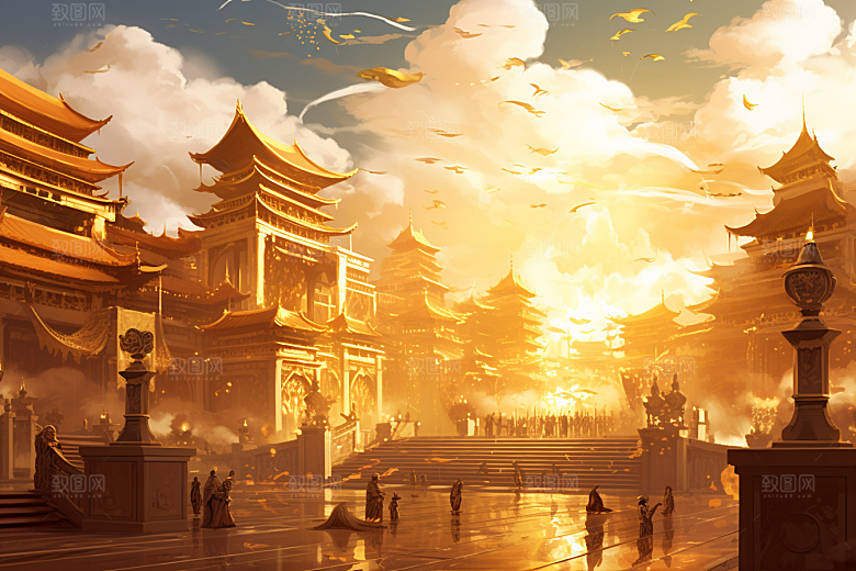 金色神话建筑梦幻天宫原画