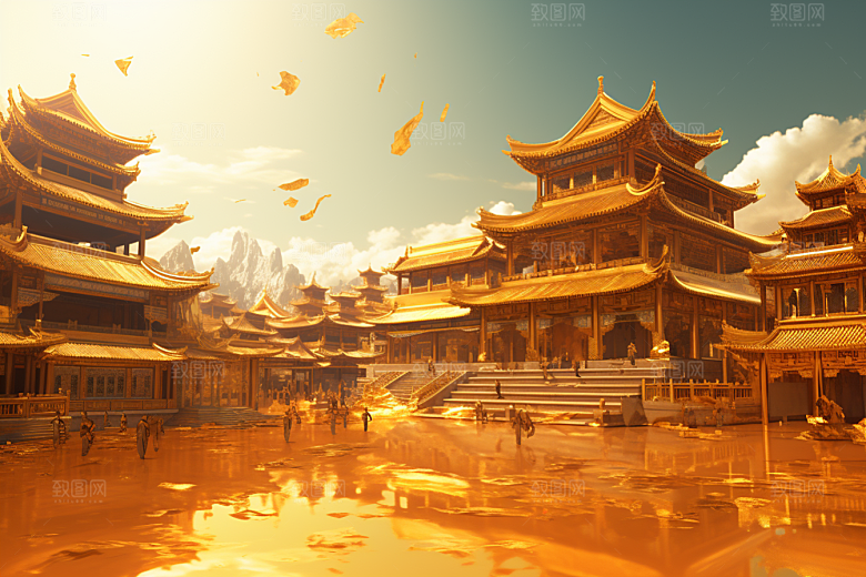 金色神话建筑天宫梦幻原画