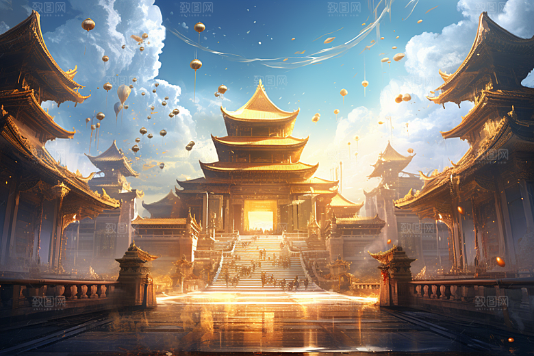 金色神话建筑游戏天宫原画