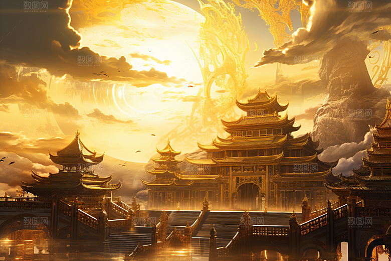 金色神话建筑梦幻天宫原画