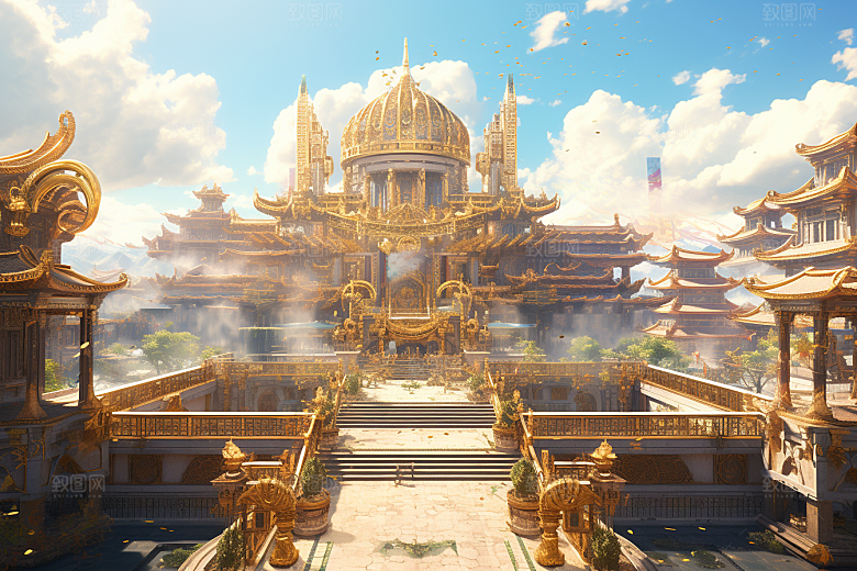 金色神话建筑高清梦幻原画