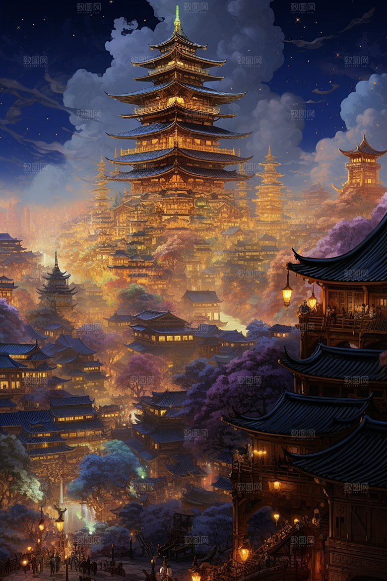 金色神话建筑梦幻高清原画