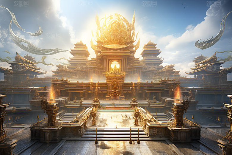 金色神话建筑国潮天宫原画