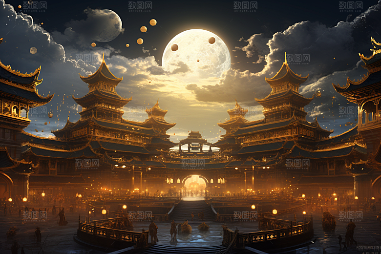 金色神话建筑高清梦幻原画