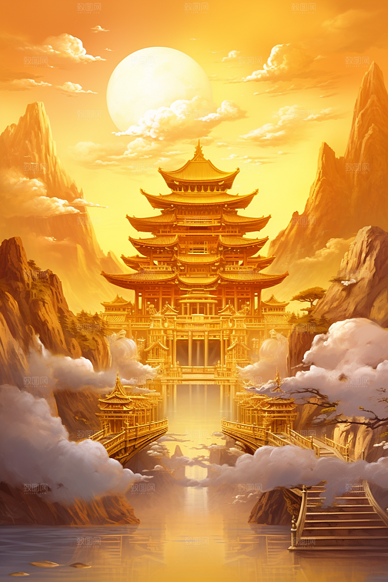 金色神话建筑梦幻高清原画