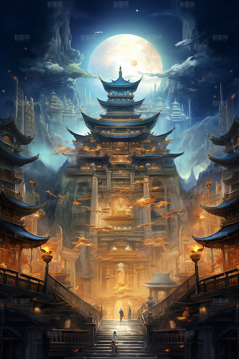 金色神话建筑梦幻游戏原画