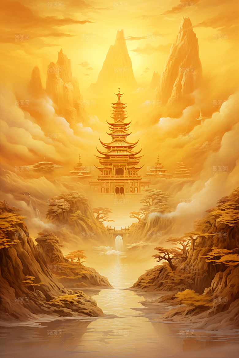 金色神话建筑中国传统风格天宫原画