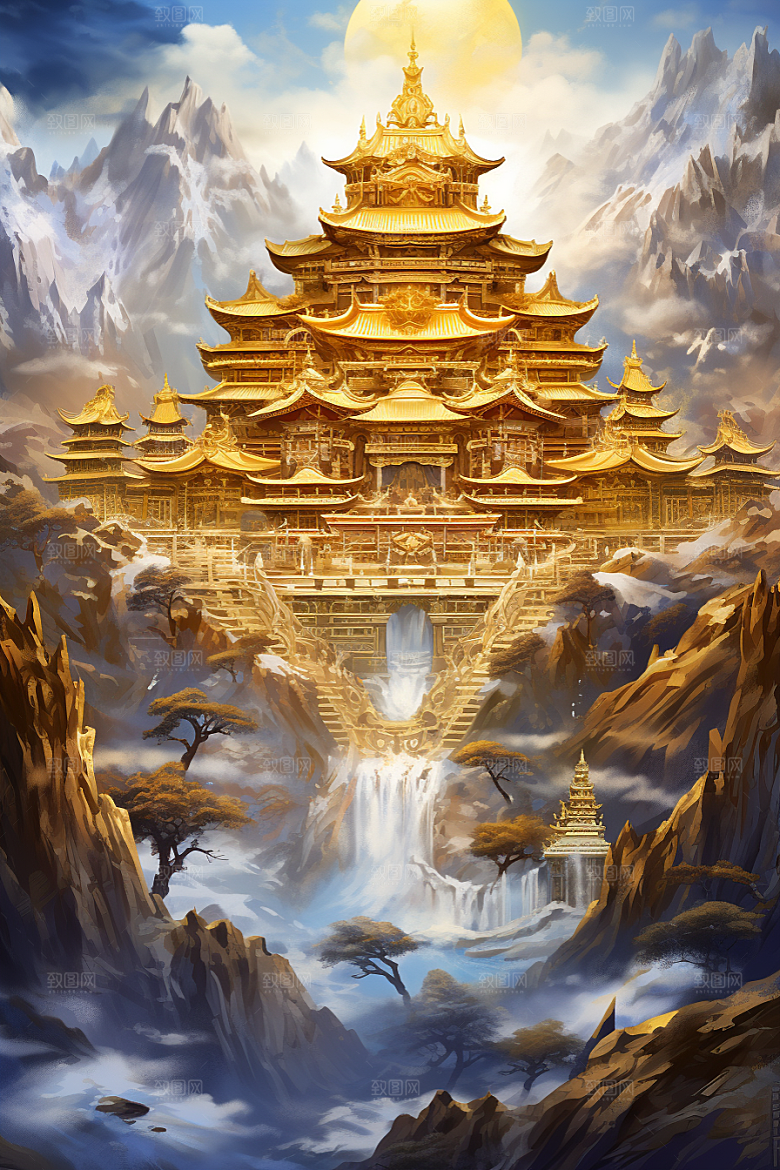 金色神话建筑国潮古风原画