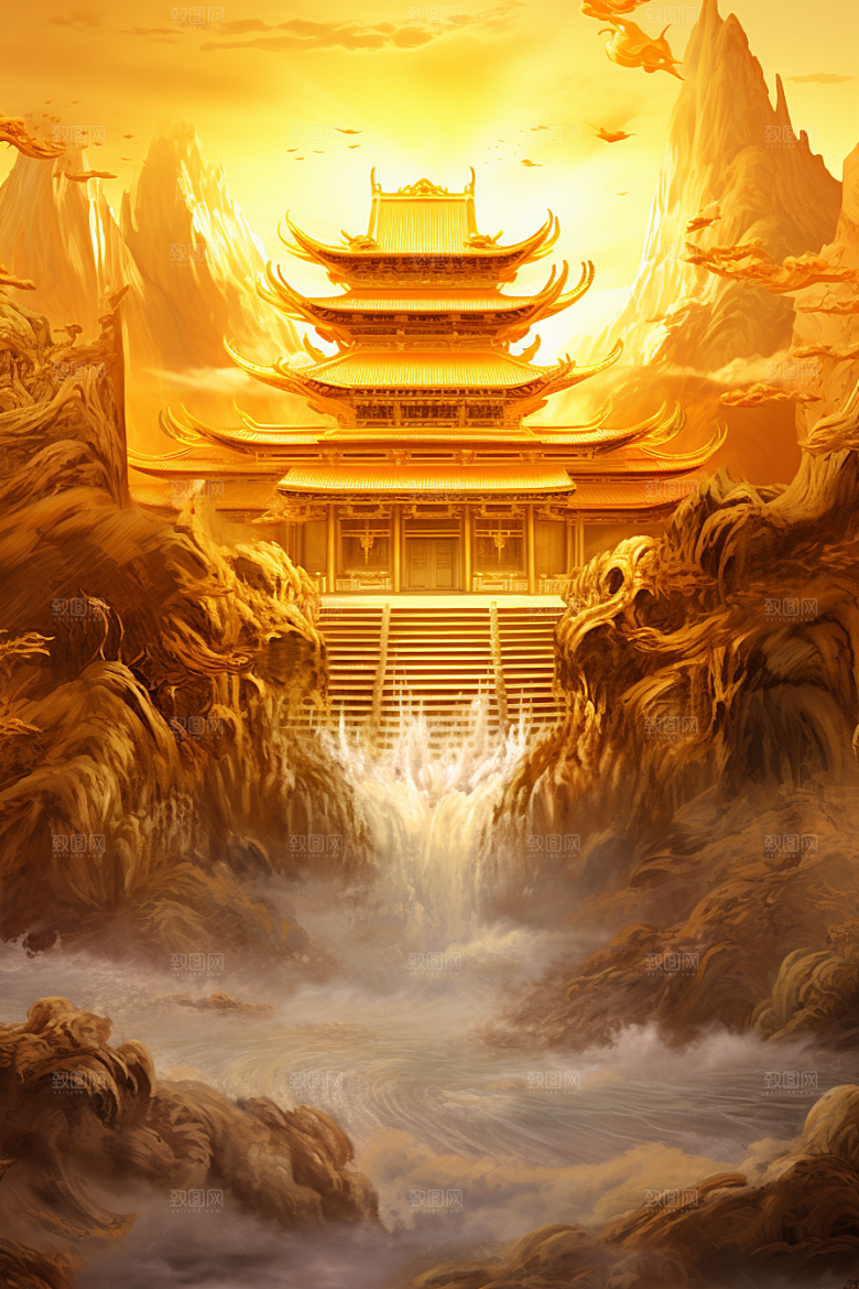金色神话建筑古风天宫原画