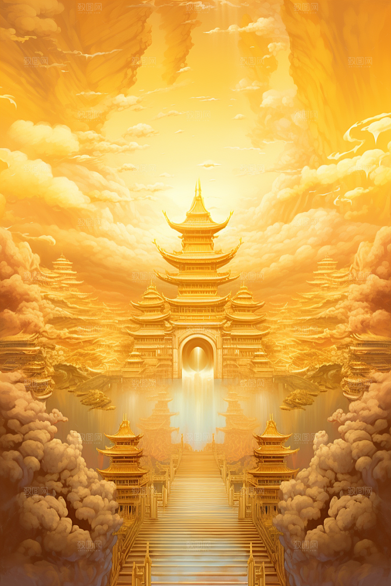 金色神话建筑梦幻天宫原画