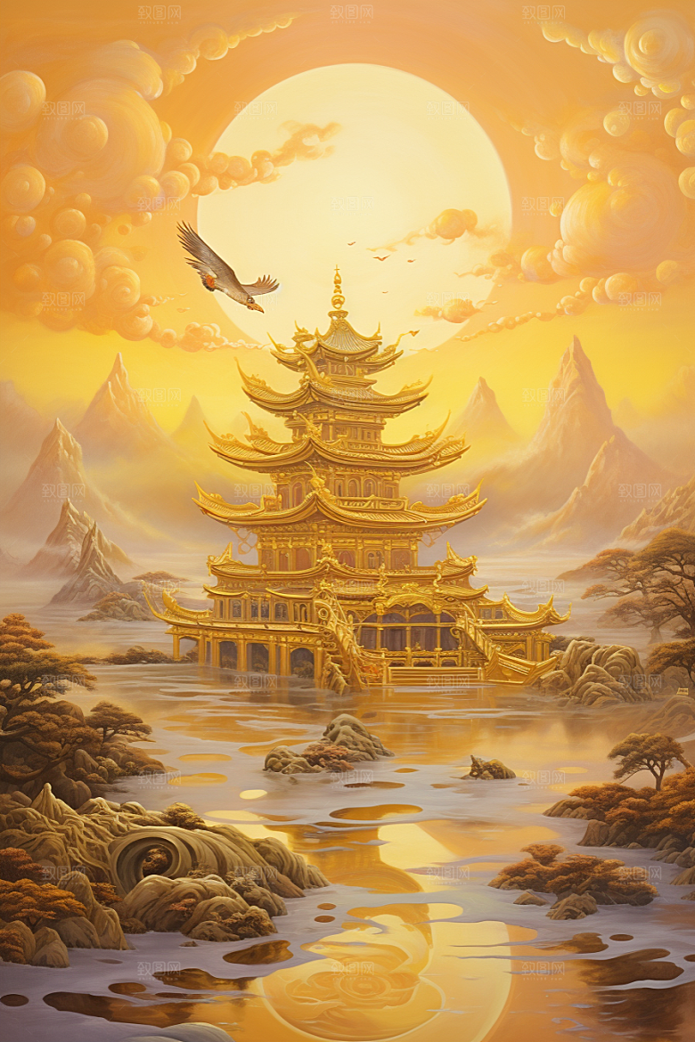 金色神话建筑天宫游戏原画