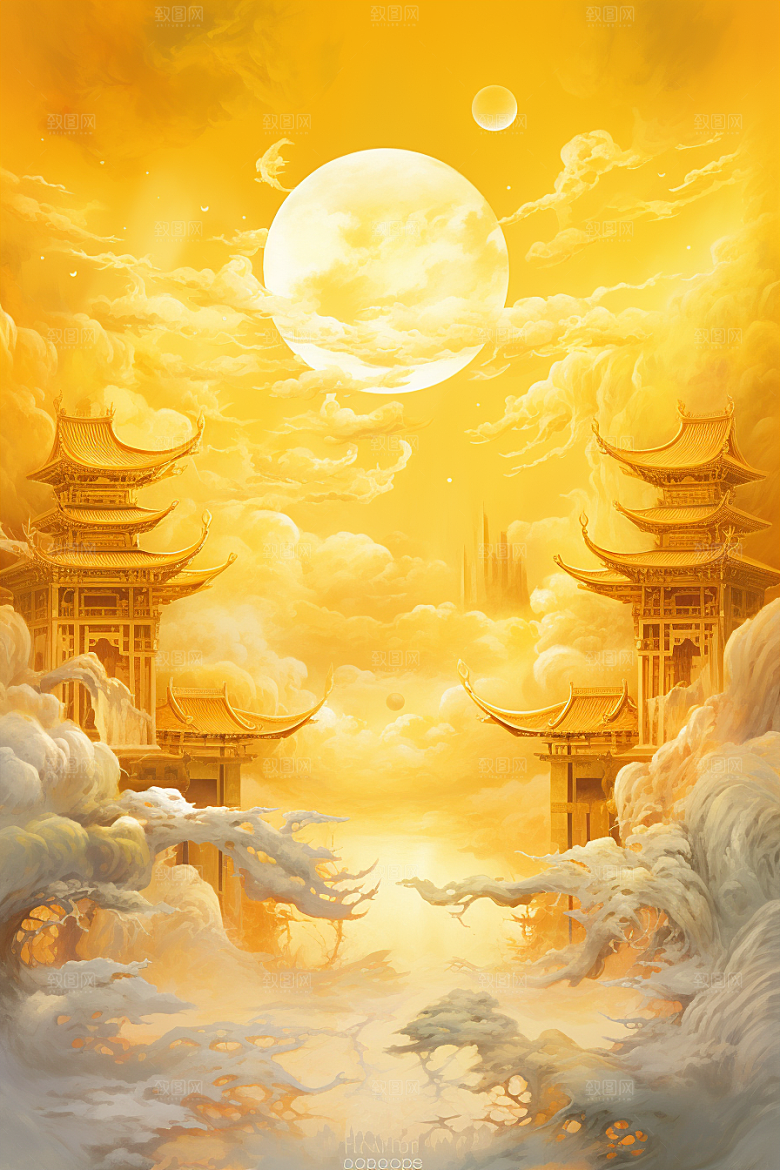 金色神话建筑高清中国传统风格原画
