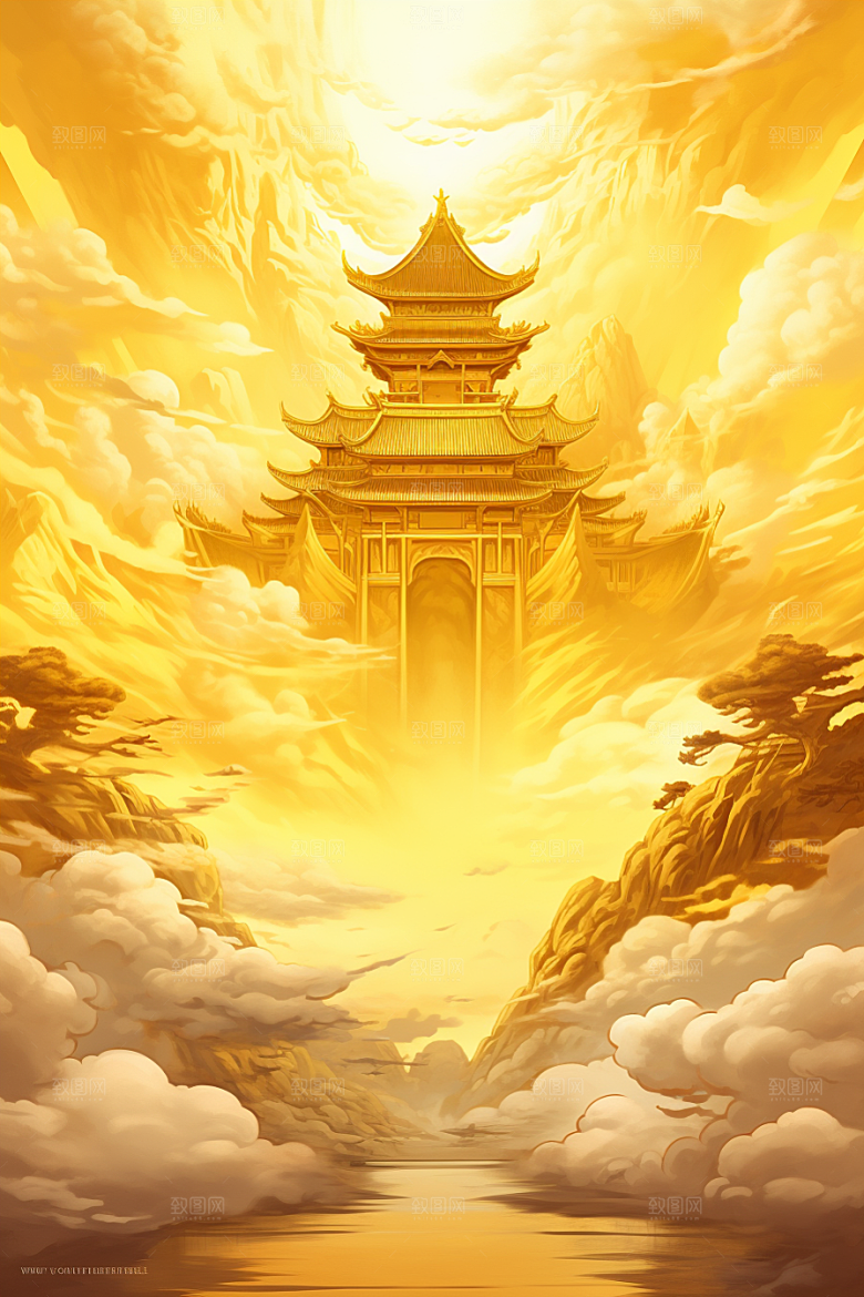 金色神话建筑中国传统风格游戏原画