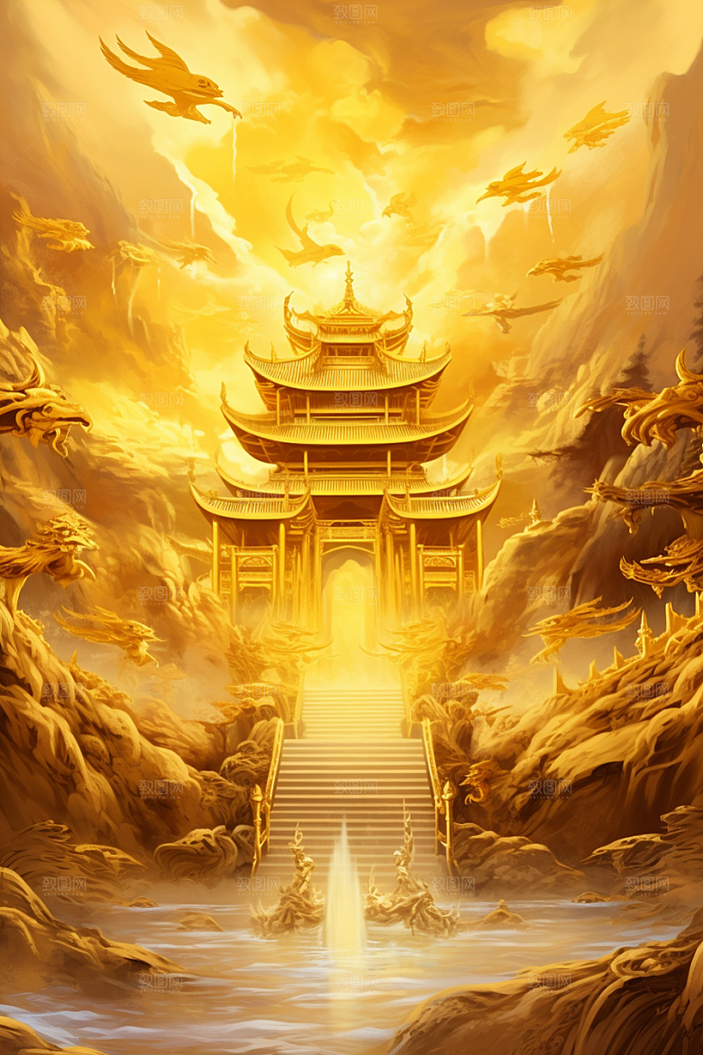 金色神话建筑天宫梦幻原画