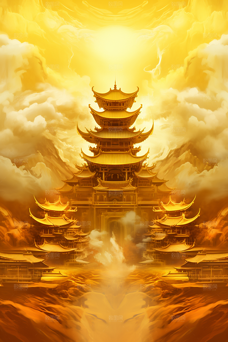 金色神话建筑神仙洞府高清原画