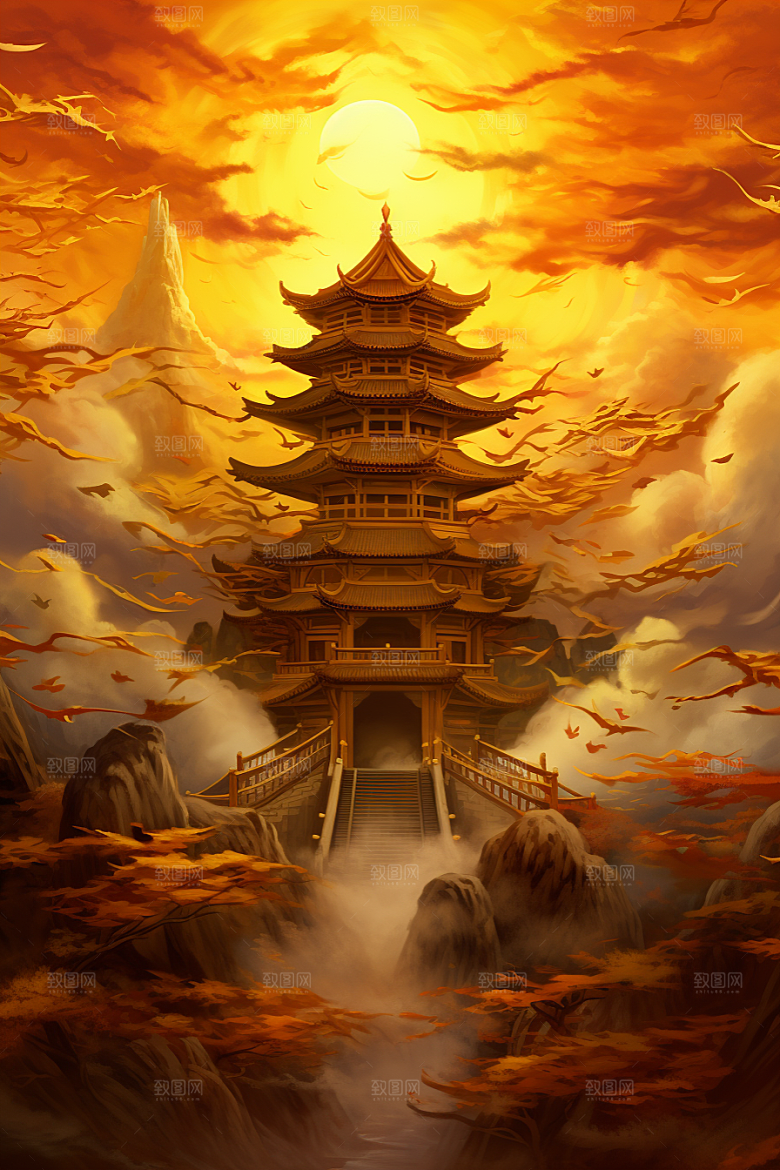 金色神话建筑国潮天宫原画