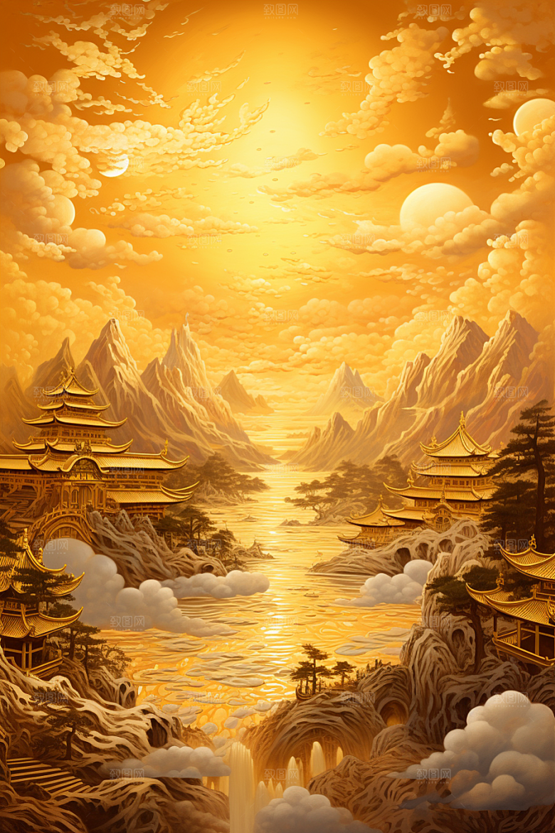 金色神话建筑天宫梦幻原画