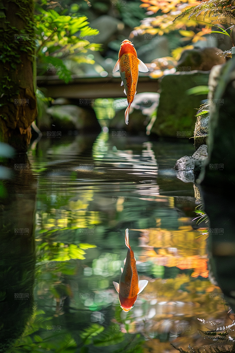水塘锦鲤过年水池素材