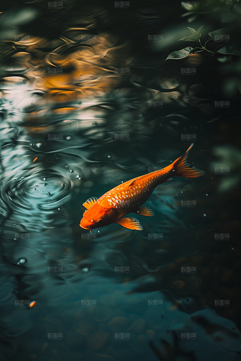 水塘锦鲤春节许愿素材