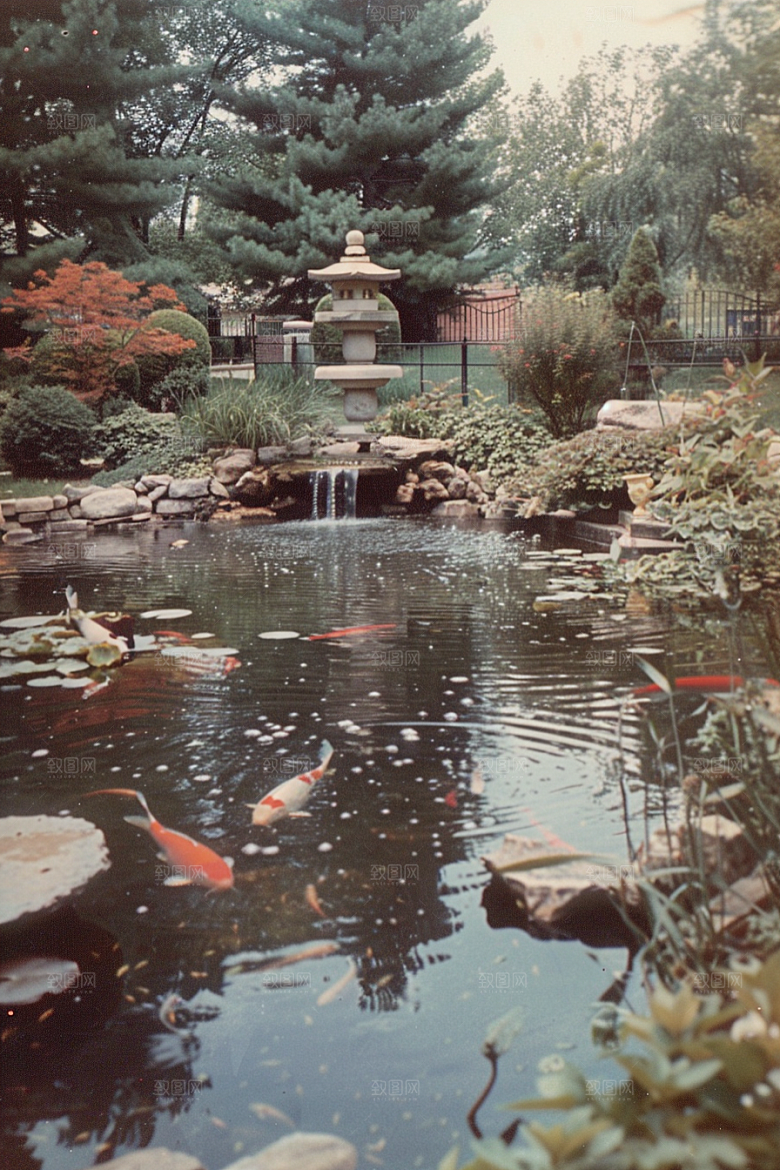 水塘锦鲤高清过年素材