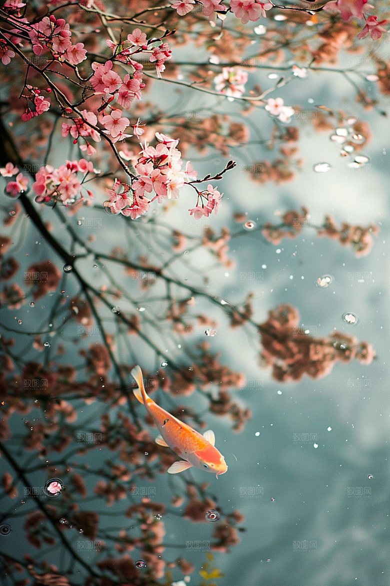 水塘锦鲤春节水池素材