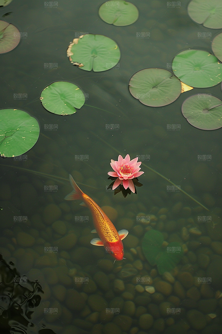 水塘锦鲤新年高清素材