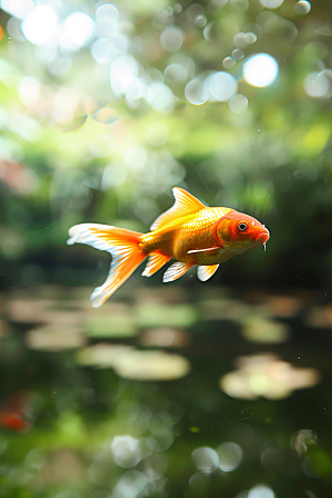 水塘锦鲤许愿春节素材