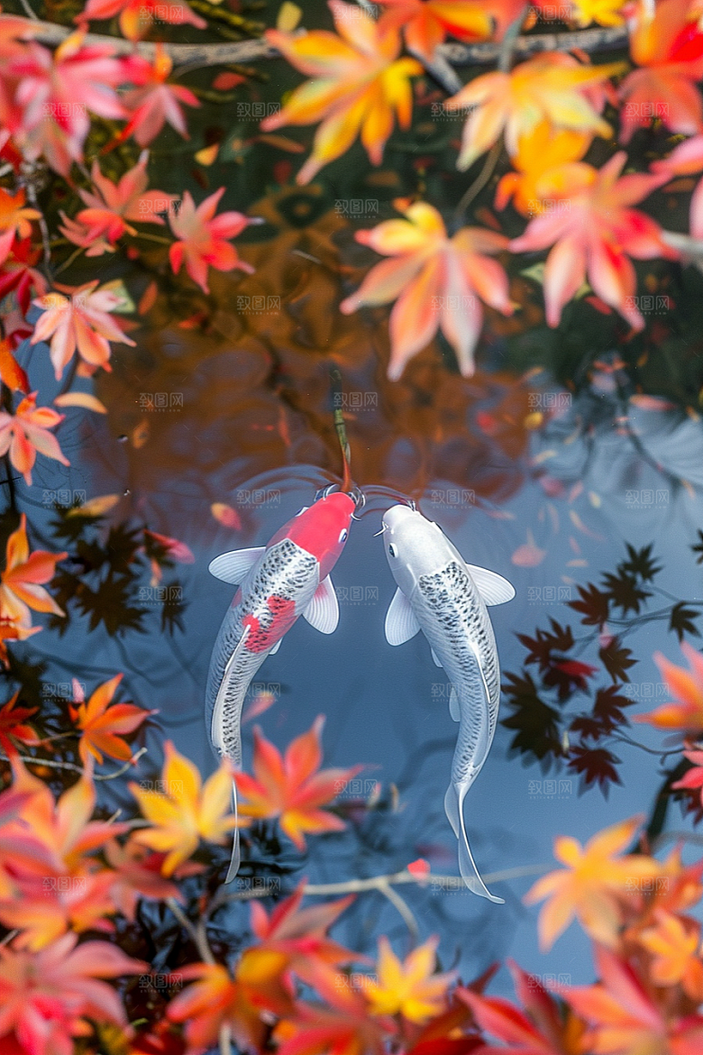 水塘锦鲤好运园林素材