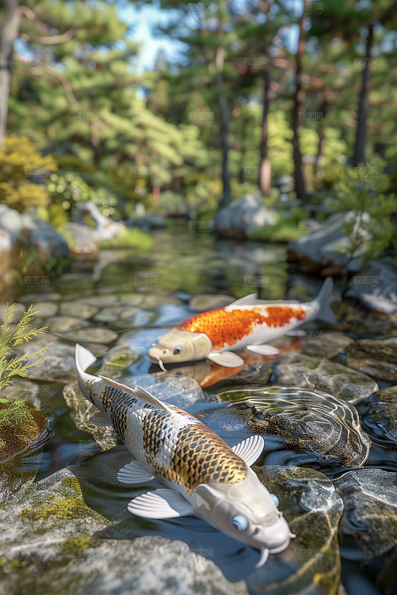 水塘锦鲤水池荷塘素材