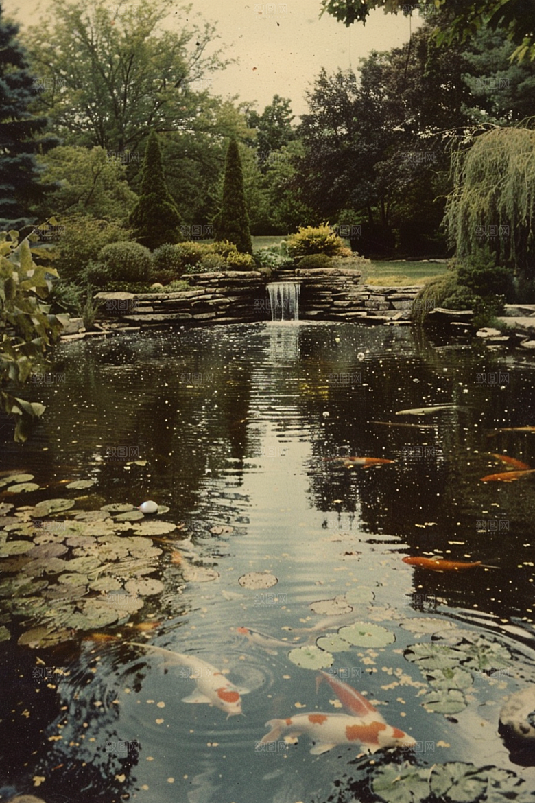 水塘锦鲤高清水池素材