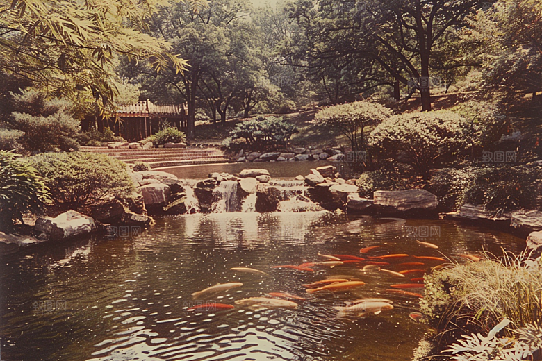 水塘锦鲤水池过年素材