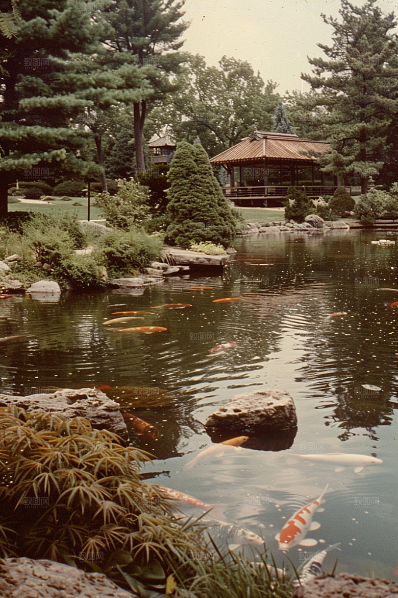 水塘锦鲤过年高清素材