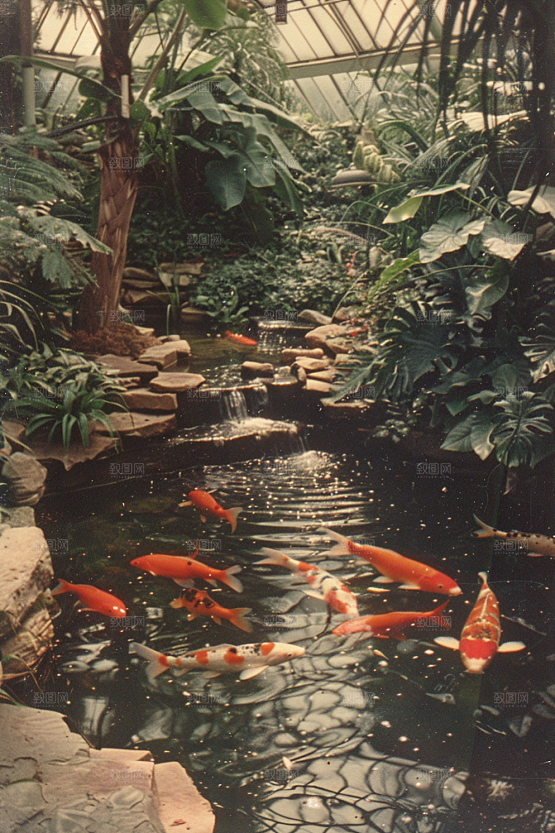 水塘锦鲤春节高清素材